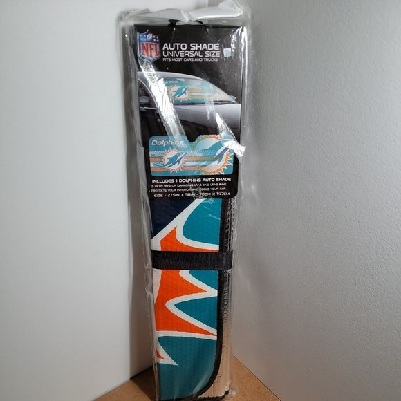 New NFL Miami Dolphins Car Truck SUV Van Windshield Folding SunShade Large Size - Picture 2 of 6